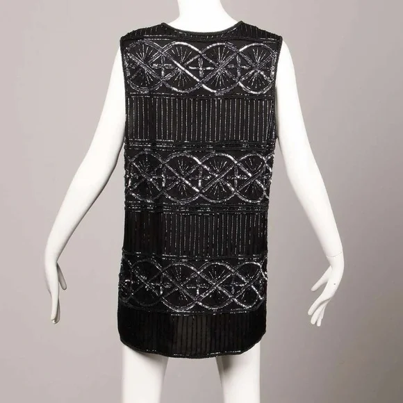 Mary McFadden Elegant Black Sequin Vest - Picture 2 of 6